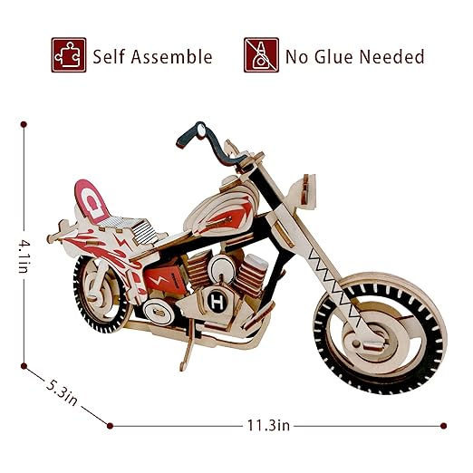 Cocoon 3D Wooden Puzzle Motorcycle HG-B003 - Image 2
