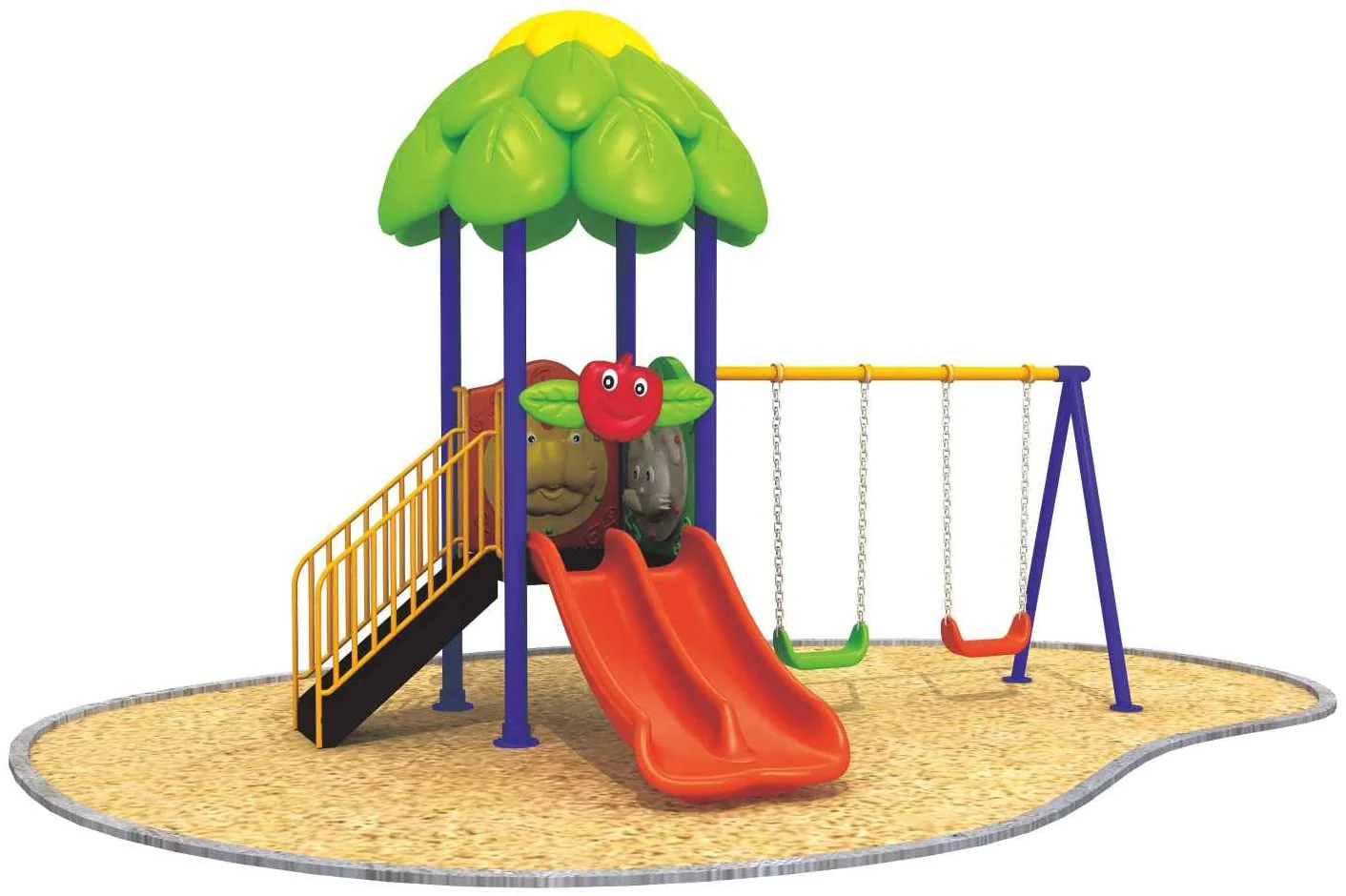 Colorland Toys 4-In-1 Double Slide And 2 Swing Seat Set 12002