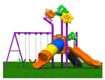 Colorland Toys 5-In-1 Single Tube Slide And 3 Swing Set 12001
