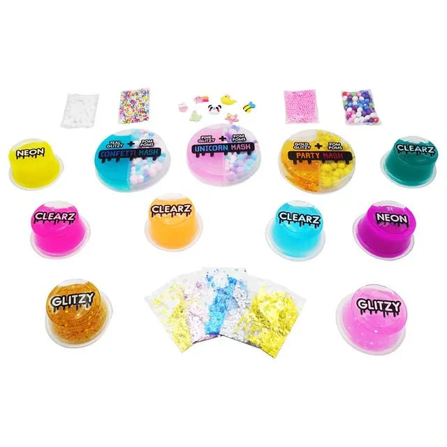 Compound Kings Mix & Mash Mega Deluxe Kit – Sensory Slime Set with Glitter, Foam Beads & 3D Glasses - Image 4