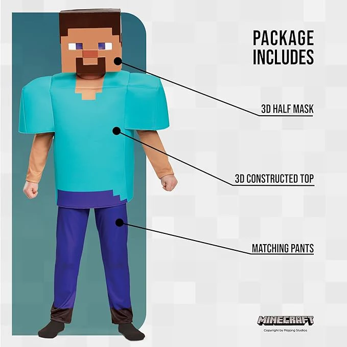 Costume Child Minecraft Creeper Deluxe Dress Up 4-6 - Image 7