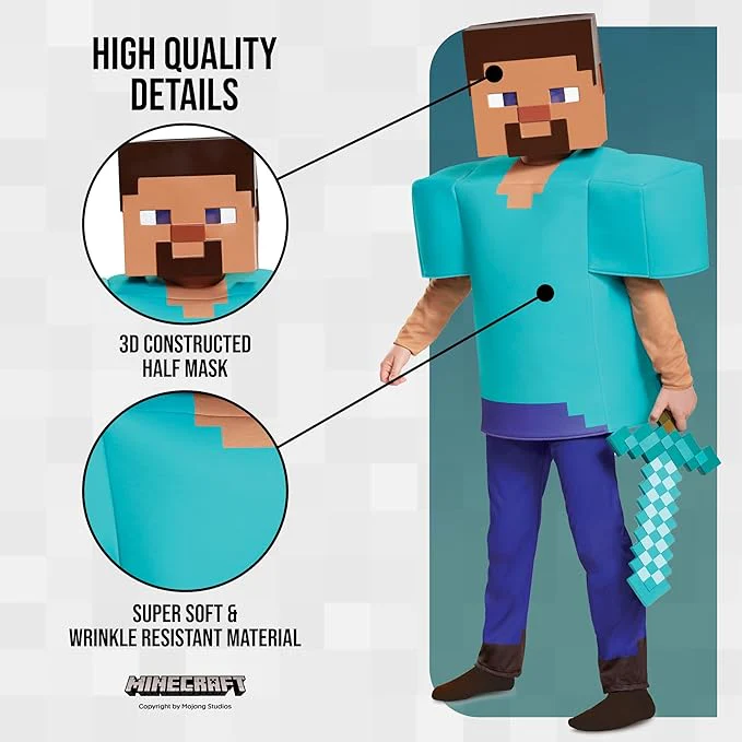 Costume Child Minecraft Creeper Deluxe Dress Up 7-8 - Image 5