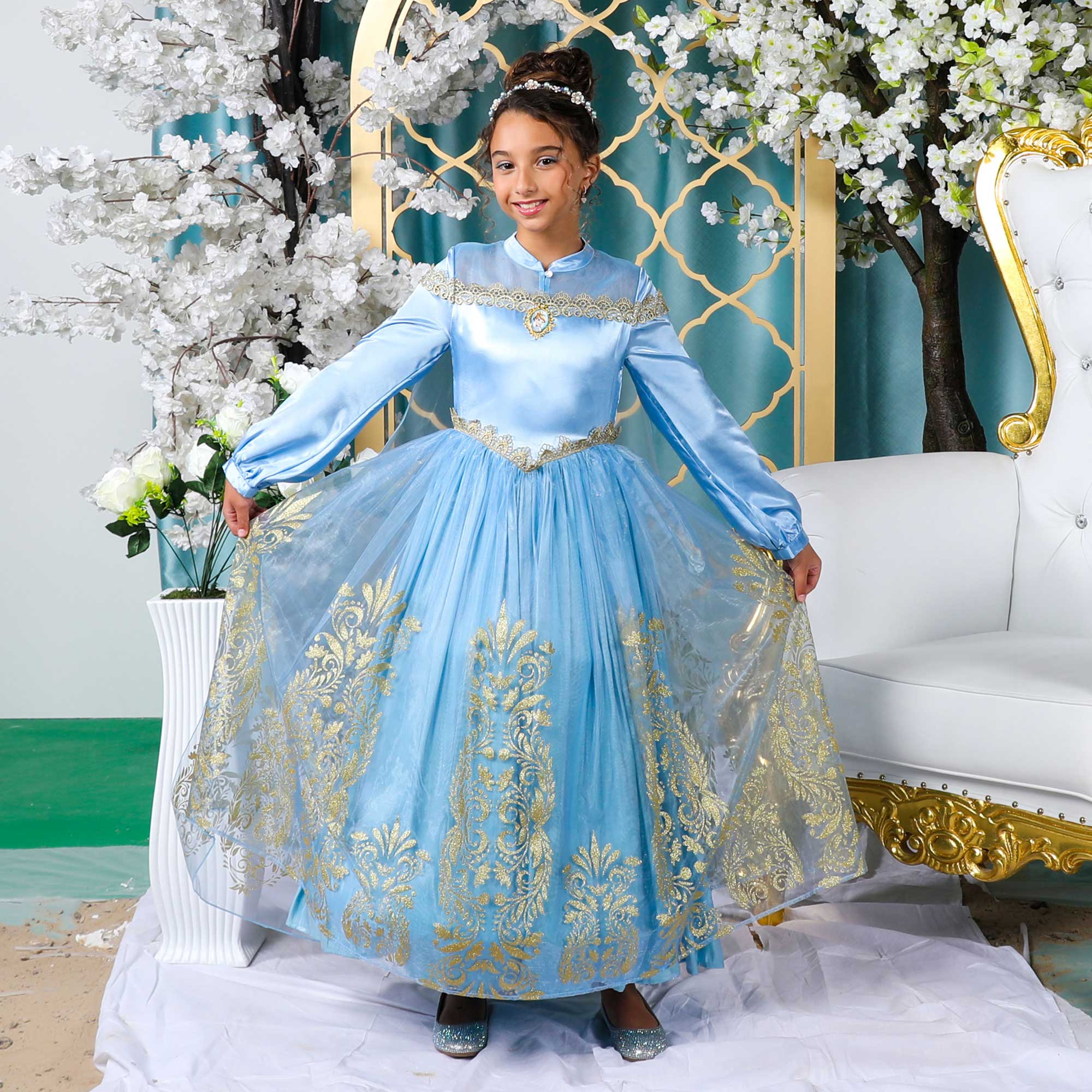 Costume Golden Princess Cinderella Prestige Dress Up S 5-6