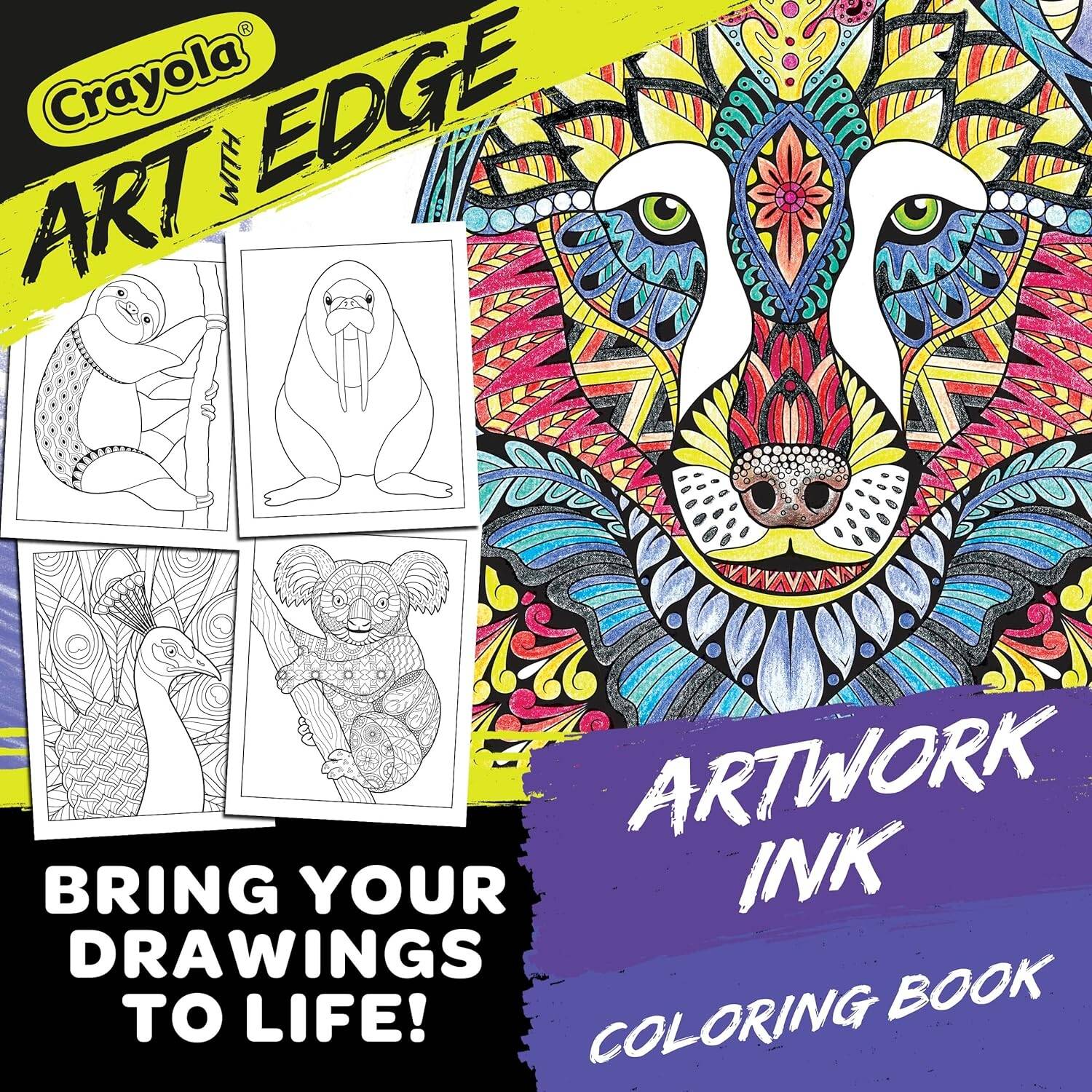 Crayola Art With Edge Animal Ink Doodle Activity Book CY04-0593 - Image 2