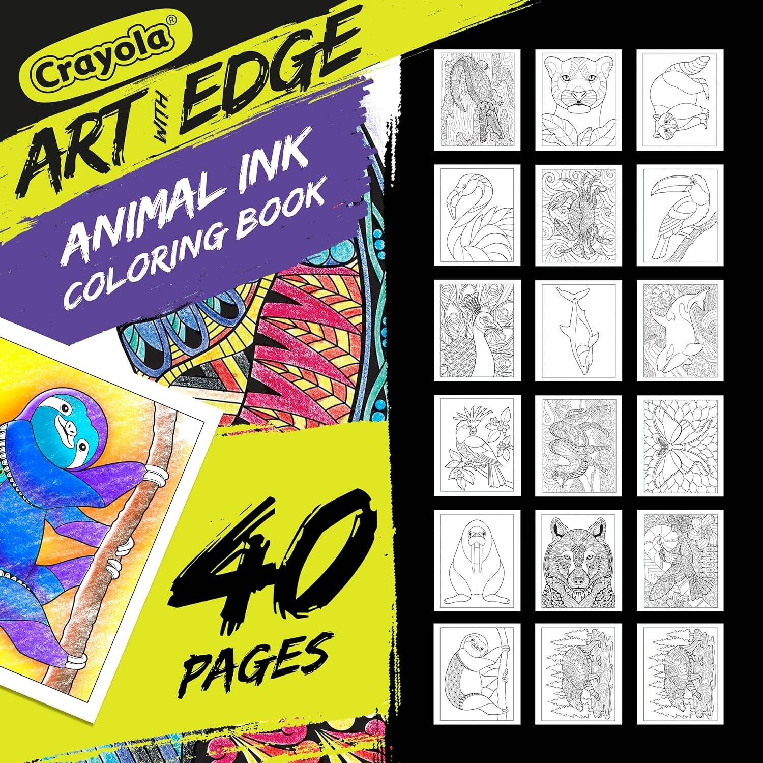 Crayola Art With Edge Animal Ink Doodle Activity Book CY04-0593 - Image 3