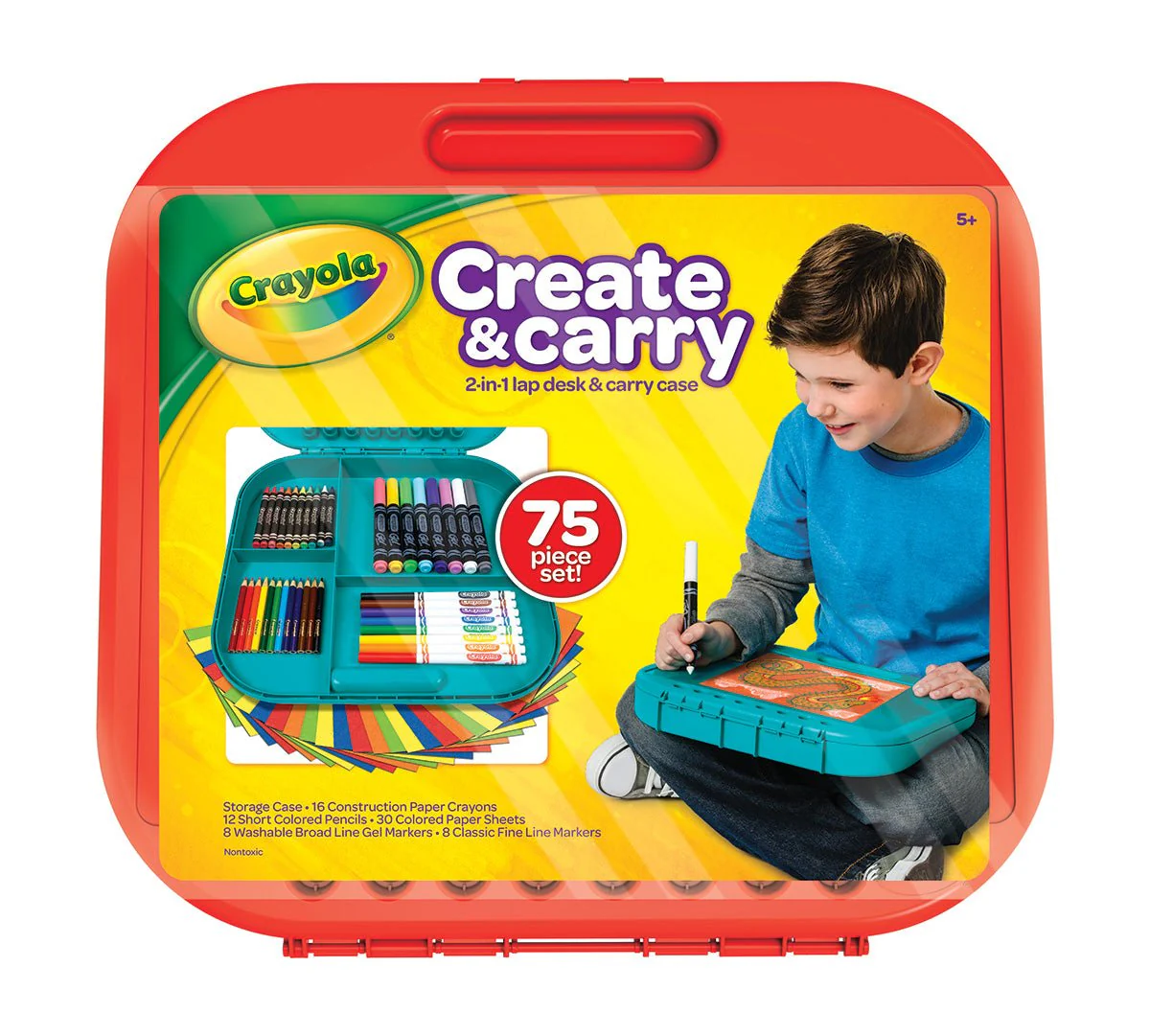 Crayola Create & Carry 2-in-1 Lap Desk & Carry Case 75pcs Set - Image 3