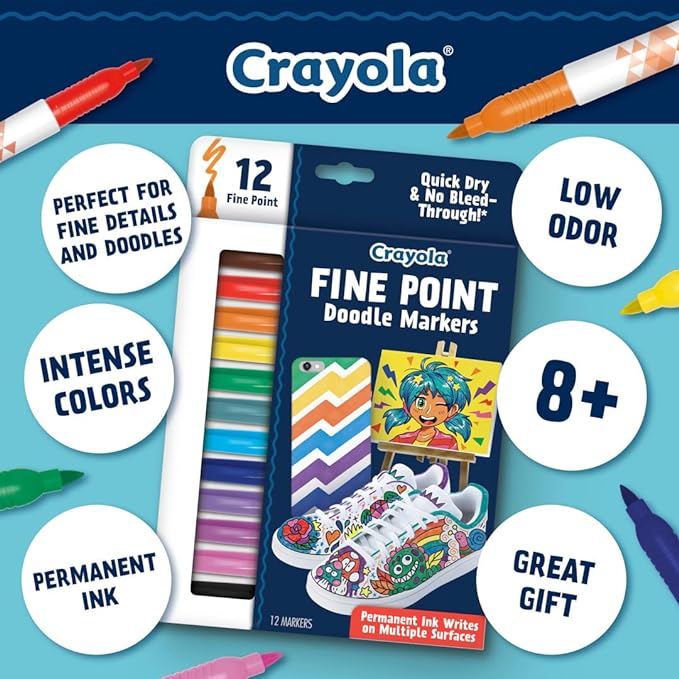 Crayola Doodle & Draw Fine Point Doodle Markers 12ct CY58-8312 - Image 4