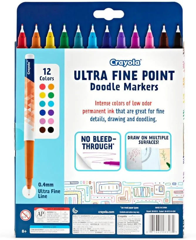 Crayola Doodle & Draw Ultra Fine Point Doodle Marker 12ct CY58-8313 - Image 2