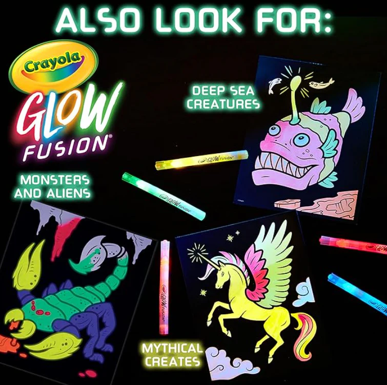Crayola Glow Fusion Glow in The Dark Coloring Set with Markers Mythical Creature Coloring Pages CY74-7491 - Image 4