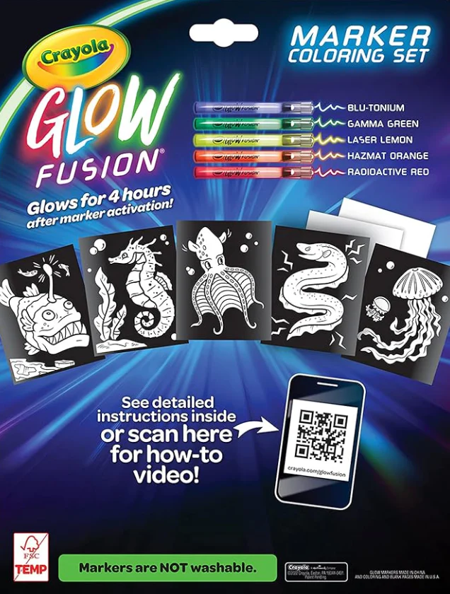 Crayola Glow Fusion Marker Coloring Set -Deep Sea Creatures CY74-7493 - Image 4