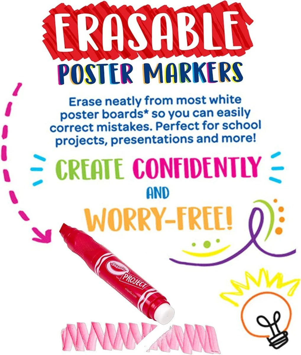 Crayola Project Erasable Poster Markers 6ct CY58-8371 - Image 2