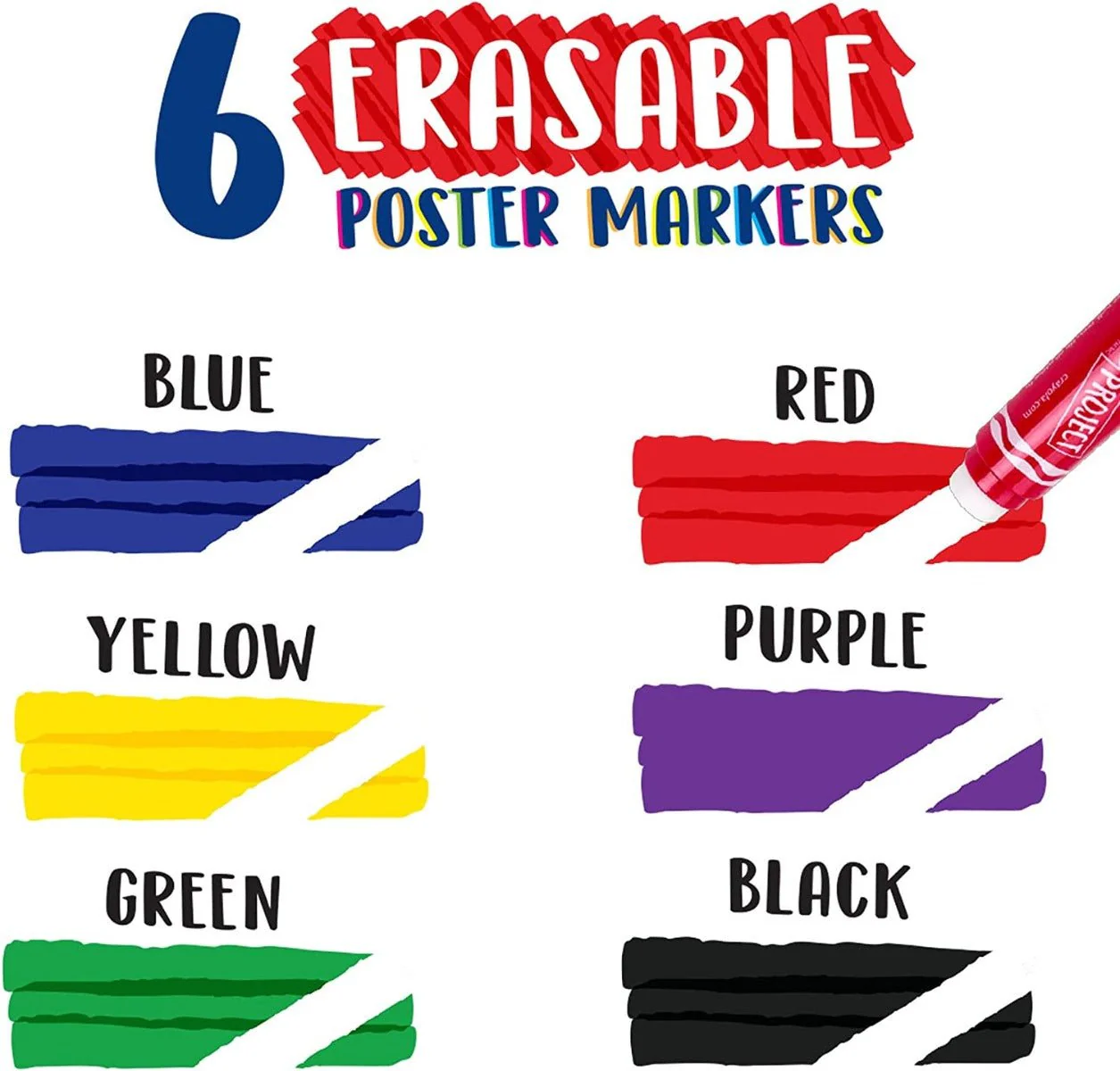 Crayola Project Erasable Poster Markers 6ct CY58-8371 - Image 3
