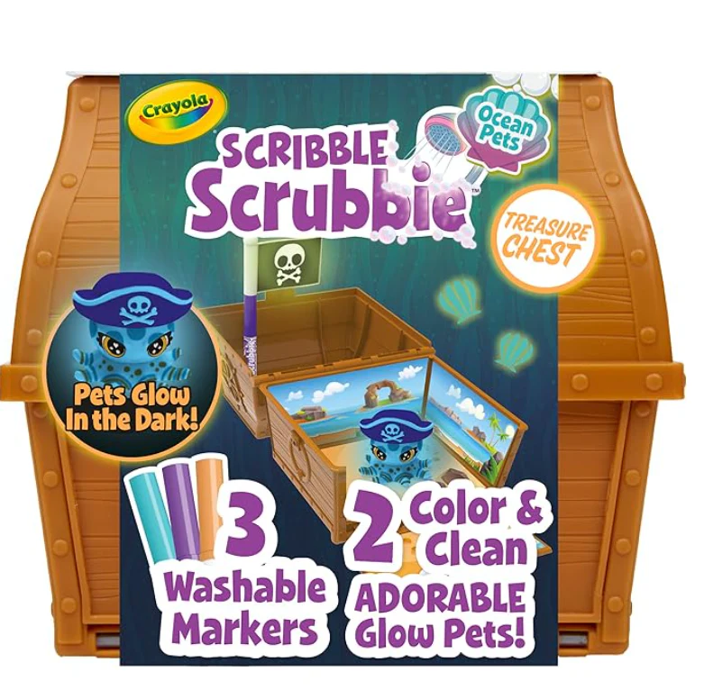 Crayola Scribble Scrubbie Ocean Pets Glow Treasure Chest Activity Kit CY74-7506
