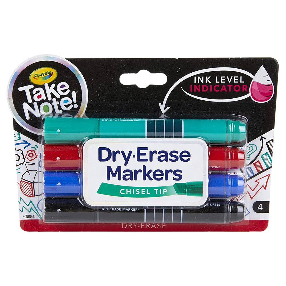 Crayola Take Note 4ct Whiteboard Markers Chisel Tip CY58-6543