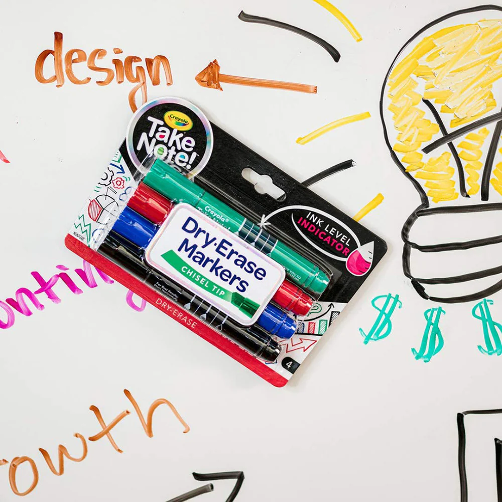 Crayola Take Note 4ct Whiteboard Markers Chisel Tip CY58-6543 - Image 4