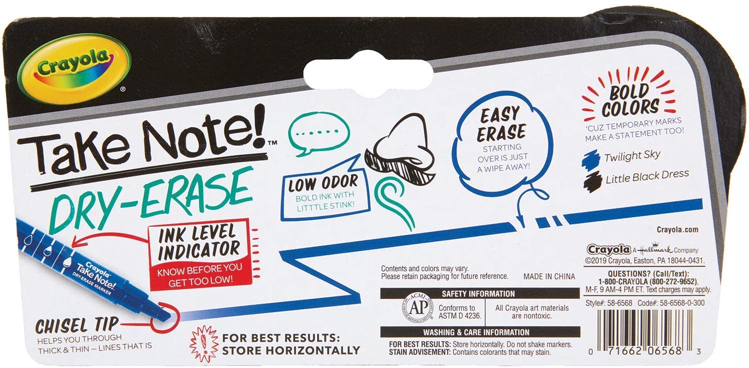 Crayola Take Note Dry Erase Markers Chisel Tip CY58-6568