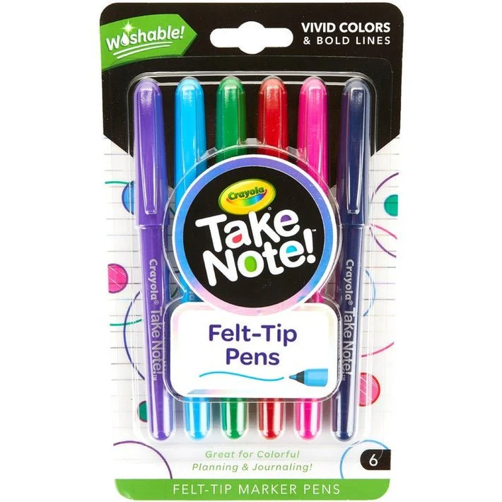 Crayola Take Note Felt-Tip Pens 6 Pack CY58-6532