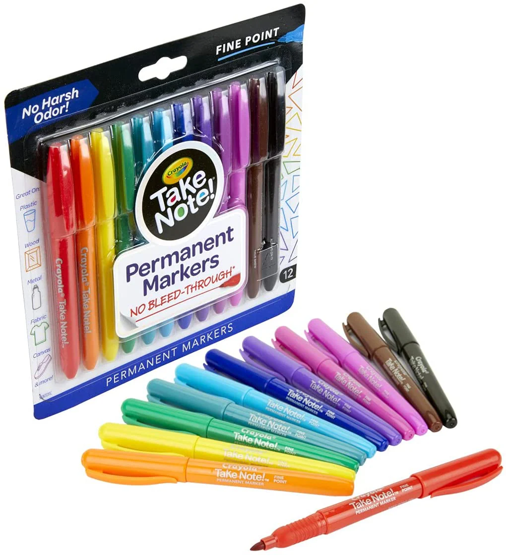 Crayola Take Note Permanent Markers 12ct 58-6426 - Image 2
