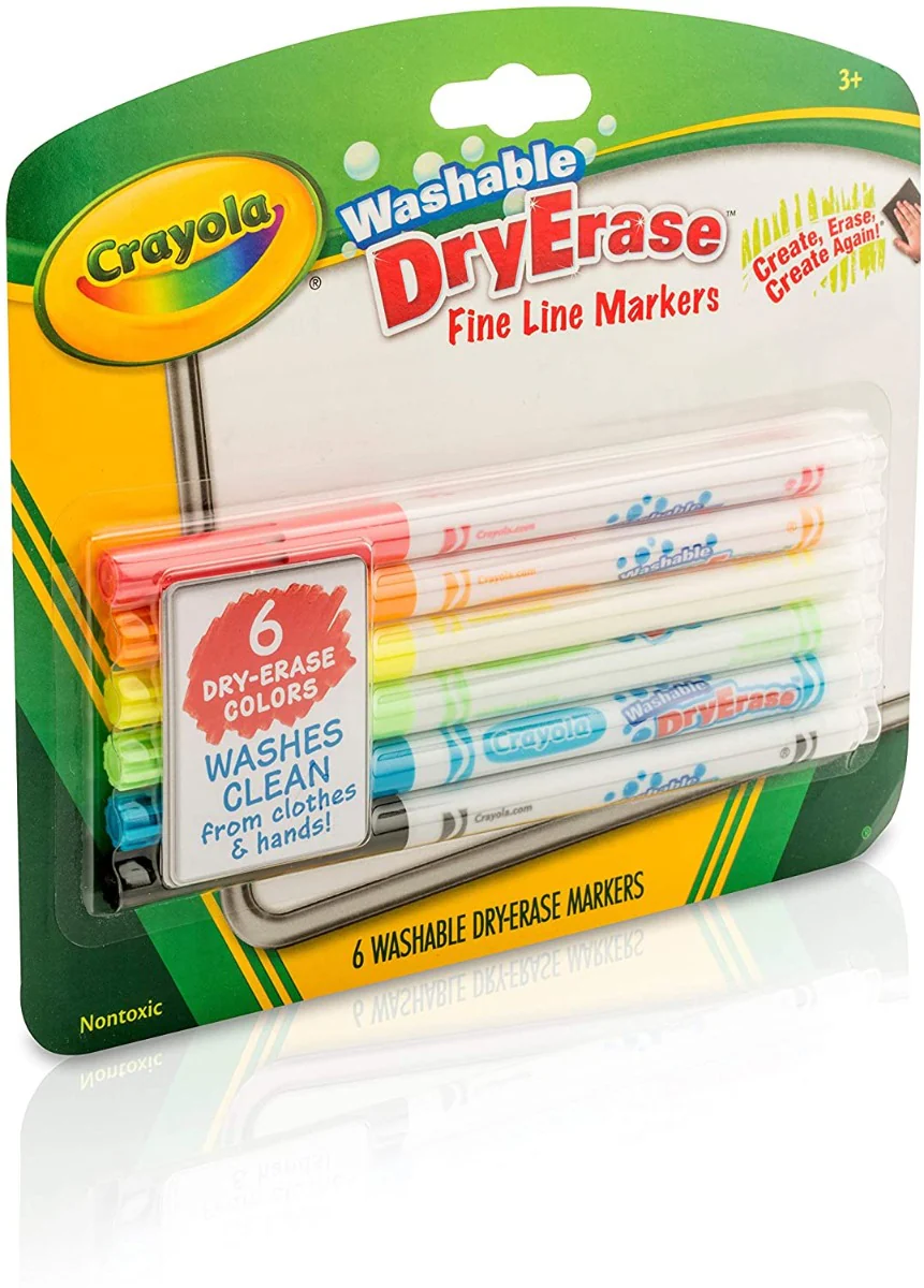 Crayola Washable Dry-Erase Fine Line Markers 6 Colors 98-5906