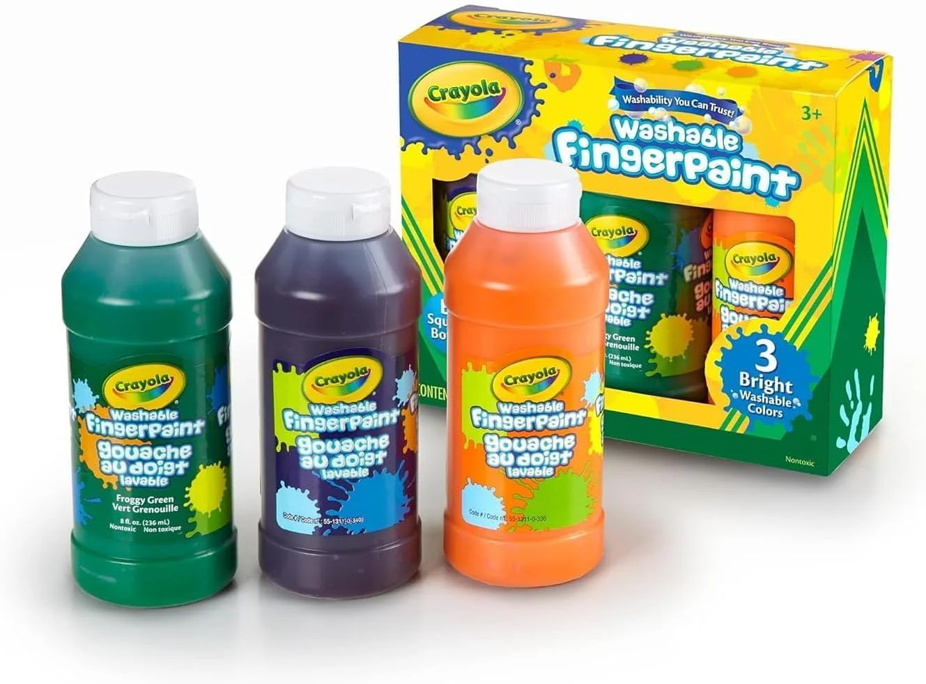 Crayola Washable Fingerpaint Bright Colors 8oz 3ct 55-1311