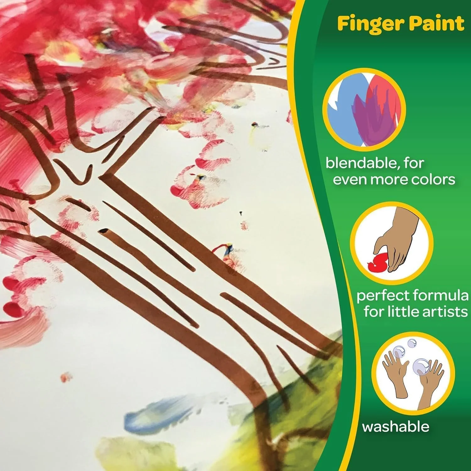 Crayola Washable Fingerpaint Bright Colors 8oz 3ct 55-1311 - Image 3