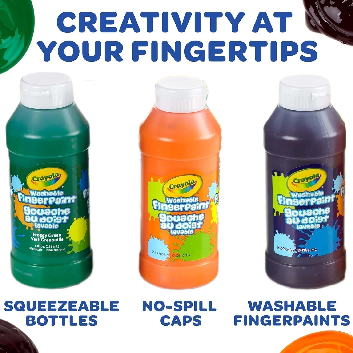 Crayola Washable Fingerpaint Bright Colors 8oz 3ct 55-1311 - Image 5