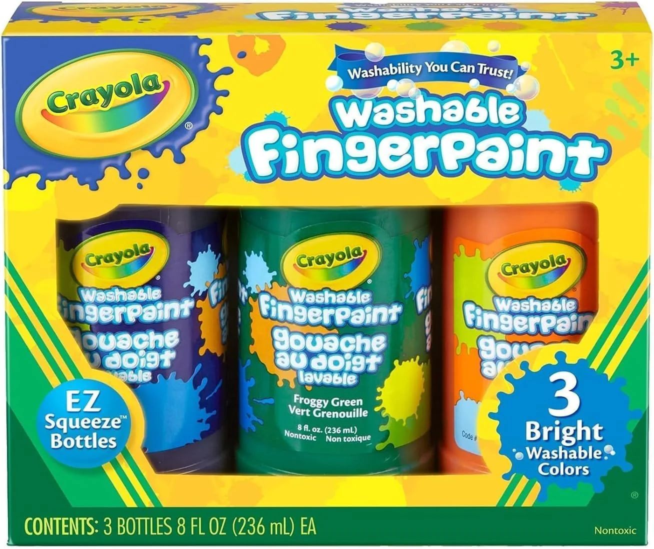 Crayola Washable Fingerpaint Bright Colors 8oz 3ct 55-1311 - Image 8