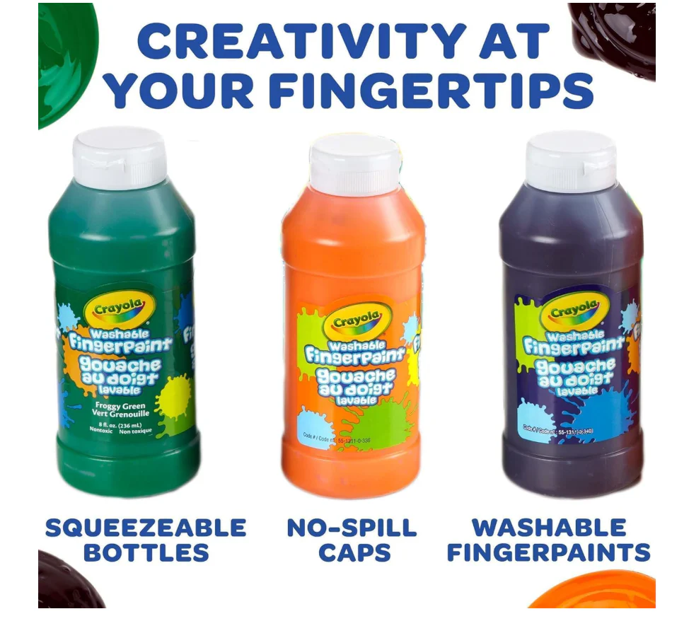 Crayola Washable Fingerpaints Bold Colors 3ct 8oz 55-1310 - Image 3