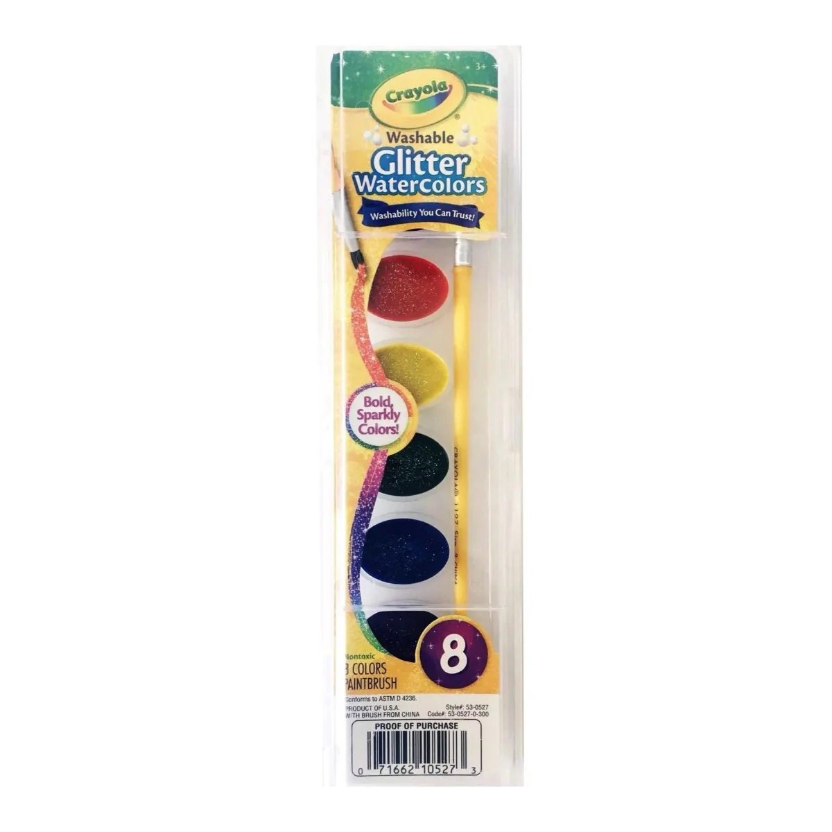 Crayola Washable Glitter Watercolors 8 Colors CY53-0527