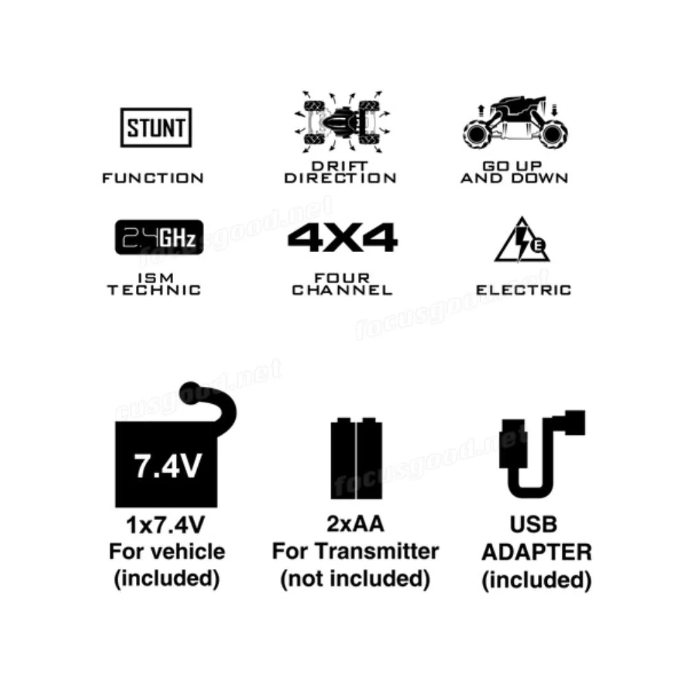 CrazonHigh Speed Side Drifting Car 2.4G Scale 1:14 333-PY1901B - Image 4
