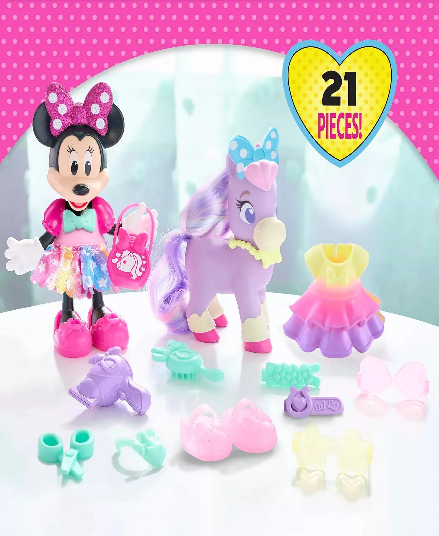 Disney Junior Minnie Mouse Groom & Glam Pony Set 88239 - Image 2