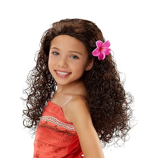 Disney Moana Wig With Plumeria Flower 4698