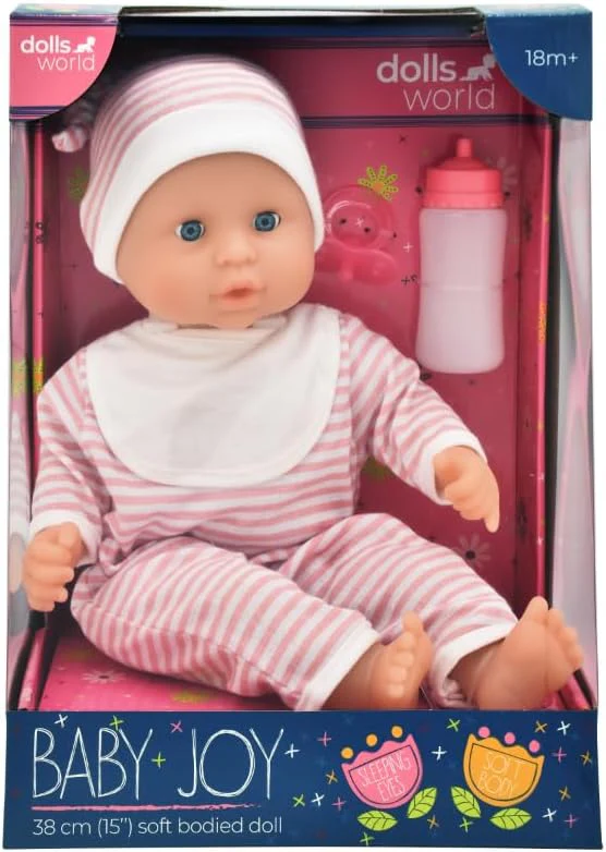 Dolls World Baby Joy 15inch Baby Doll With Sleeping Eyes Bottle & Dummy 78310 - Image 2