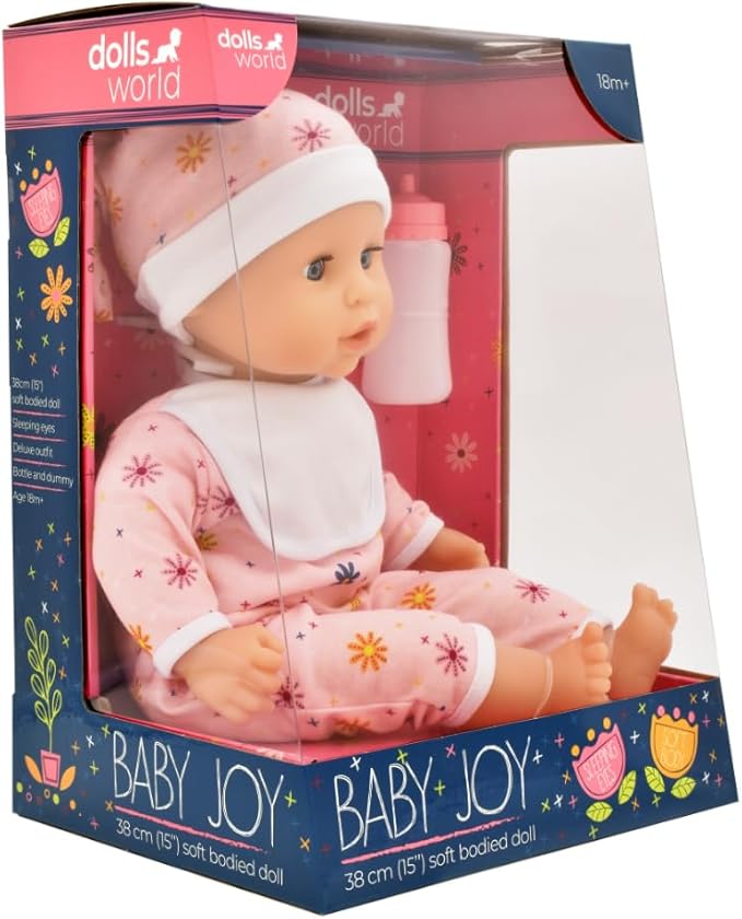 Dolls World Baby Joy 15inch Baby Doll With Sleeping Eyes Bottle & Dummy 78312 - Image 2