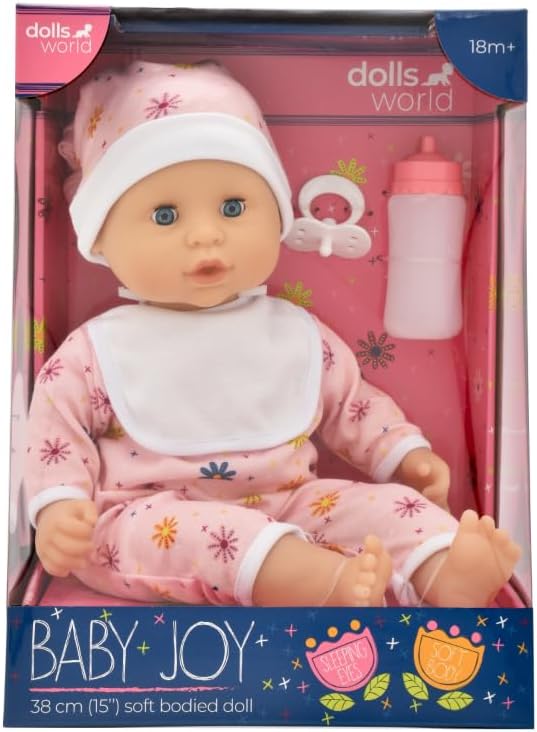Dolls World Baby Joy 15inch Baby Doll With Sleeping Eyes Bottle & Dummy 78312 - Image 3