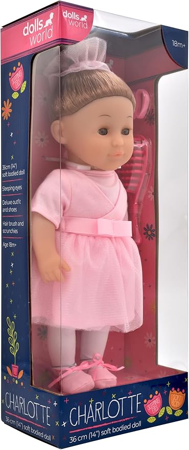 Dolls World Charlotte 14inch Soft Doll Sleeping Eyes With Hair & Accessories 78210 - Image 2