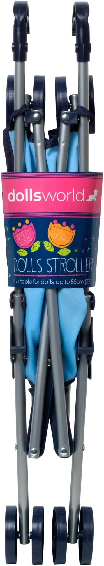 Dolls World Dlx 4 Wheel Folding Blue Stroller For Dolls 22inch 78712 - Image 4