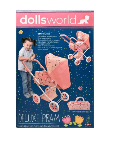 Dolls World Deluxe Folding Pram For Dolls 18inch 78702 - Image 2