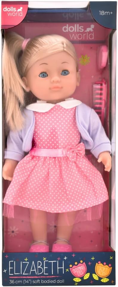 Dolls World Elizabeth 14inch Soft Doll Sleeping Eyes With Hair & Accessories 78224