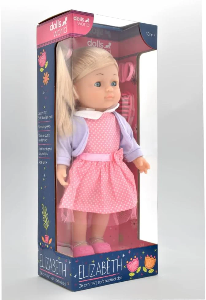 Dolls World Elizabeth 14inch Soft Doll Sleeping Eyes With Hair & Accessories 78224 - Image 3