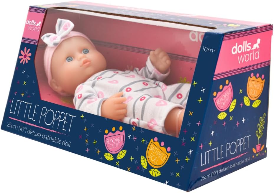 Dolls World Little Poppets 10inch Dlx Twin Bathable Vinyl Doll 78002 - Image 2
