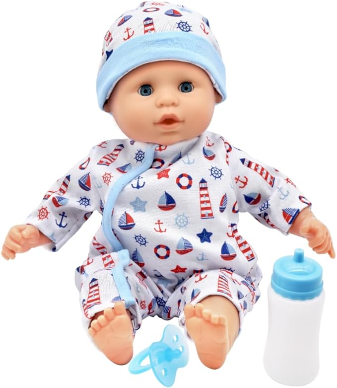 Dolls World Baby Joy 15inch Baby Doll With Sleeping Eyes Bottle & Dummy 78314 - Image 5