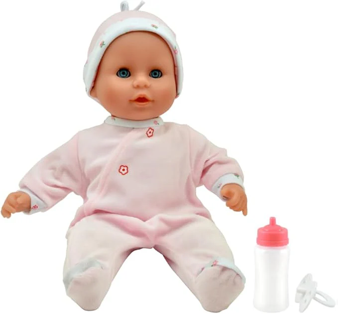Dolls World Ltl Treasure 15inch Baby Doll With Sleeping Eyes Bottle & Dummy 78334