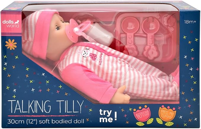Dolls World Talking Tilly 12inch Interactive Soft Doll 16 Real Baby Sounds 78102 - Image 2