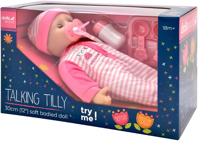 Dolls World Talking Tilly 12inch Interactive Soft Doll 16 Real Baby Sounds 78102 - Image 3