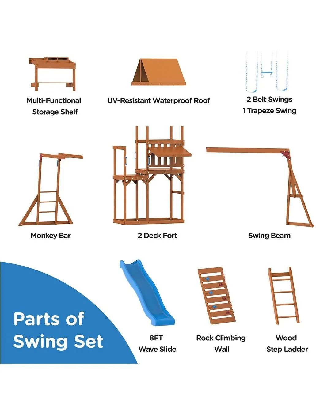 DYNAMIC SPORTS ARABIAN PRONGHORN WOODEN SWING SET - Image 5