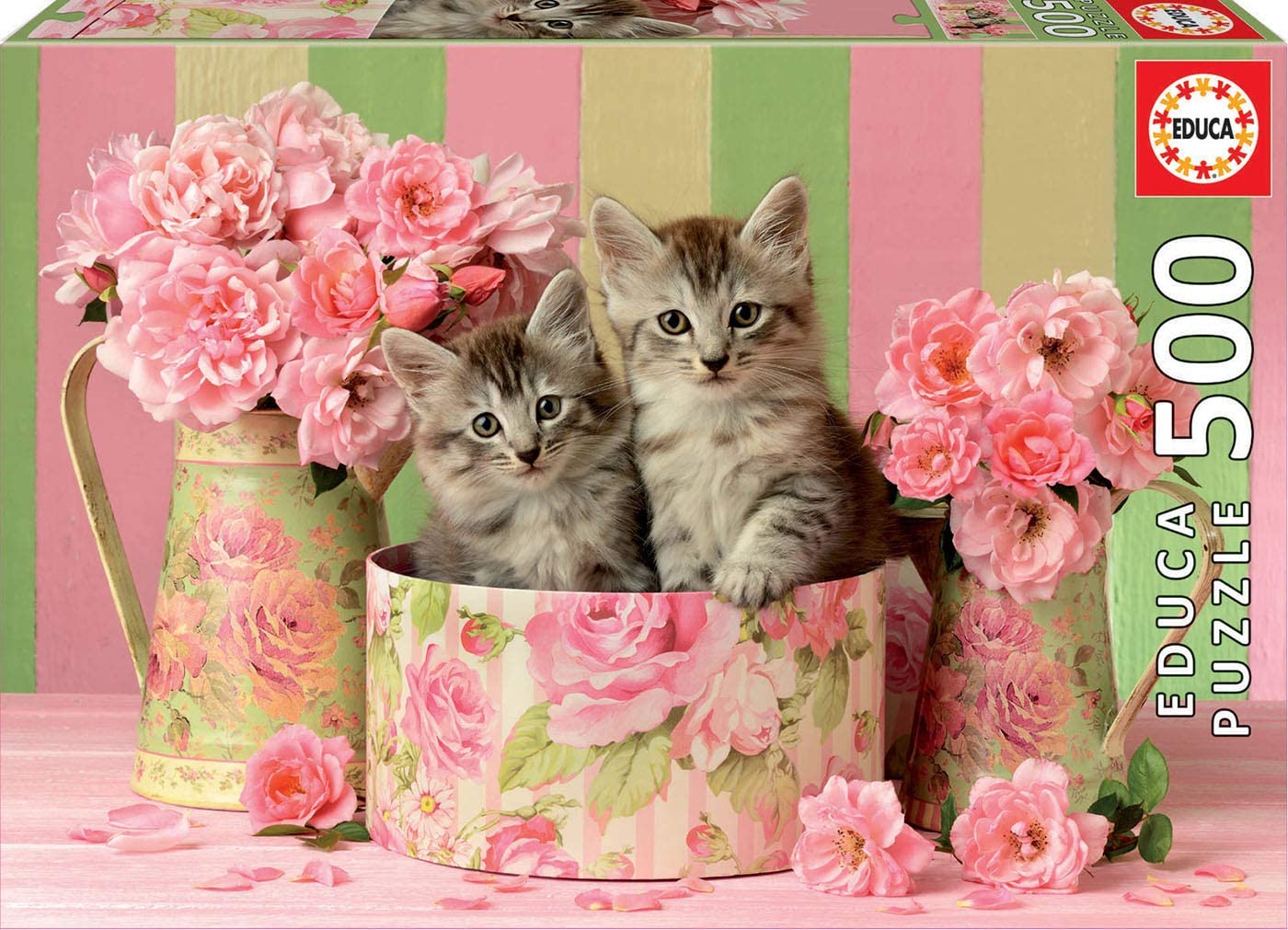 Educa Borras 17960 500 Kitten with Roses Puzzle, Multi-Colour