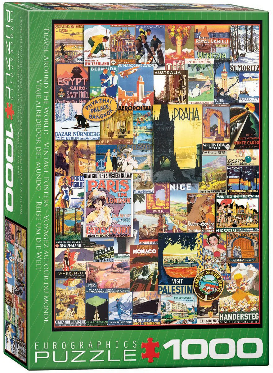 Eurographics Puzzle 1000-Pcs Travel Around The World Vintage Posters 6000-0755