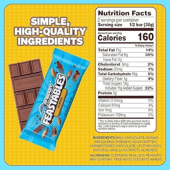 Feastables Almond Chocolate 60g ESF-367 - Image 2
