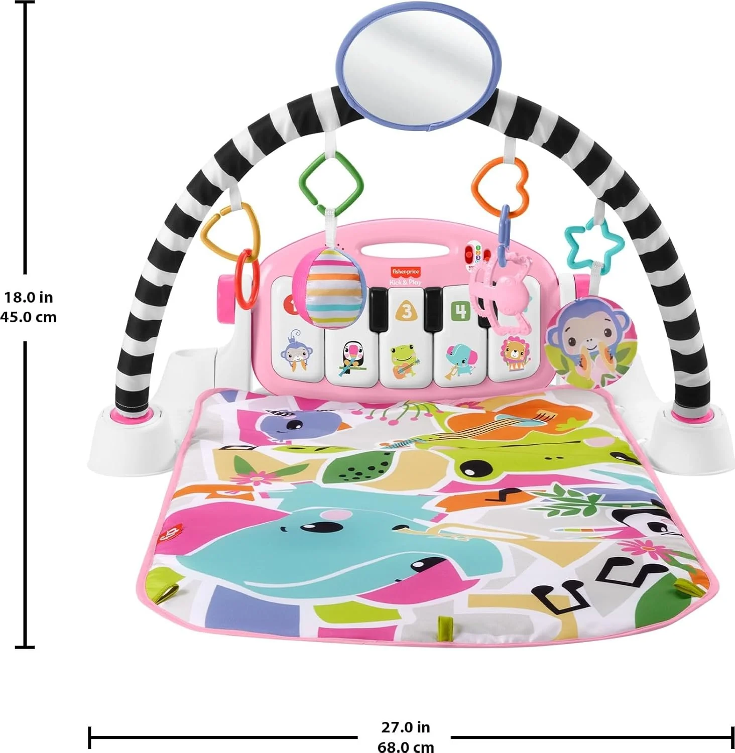 Fisher Price Glow and Grow Kick and Play Piano Gym - Pink - Image 2